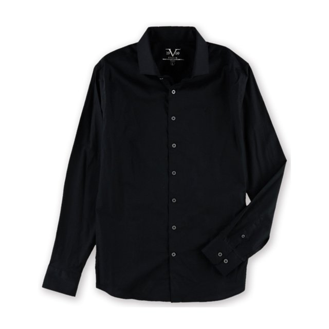 Versace - Camisa con botones y cuello extendido para hombre, color negro, grande Versace Botones al frente