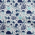 thumbnail image 1 of oneOone Cotton Poplin Twill Navy Blue Fabric Ocean Underwater Life Craft Projects Decor Fabric Printed By The Yard 56 Inch Wide, 1 of 4