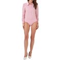 thumbnail image 2 of Camiseta de leotardo INSPIRE CHIC para mujer, con cuello, casual de negocios, con botones, de manga larga, body top XL rosa, 2 of 6