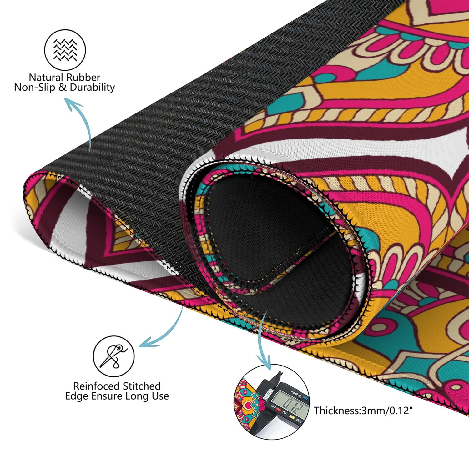 Mandala Mahjong Mat for Table, 31.5*31.5in Anti Slip American Mahjong Table Cloth, Noise Reduction, Neoprene Mah jongg Mat with Carrying Bag & 3 Dices, Mahjong Accessories Gift, Board Tile Games Mats