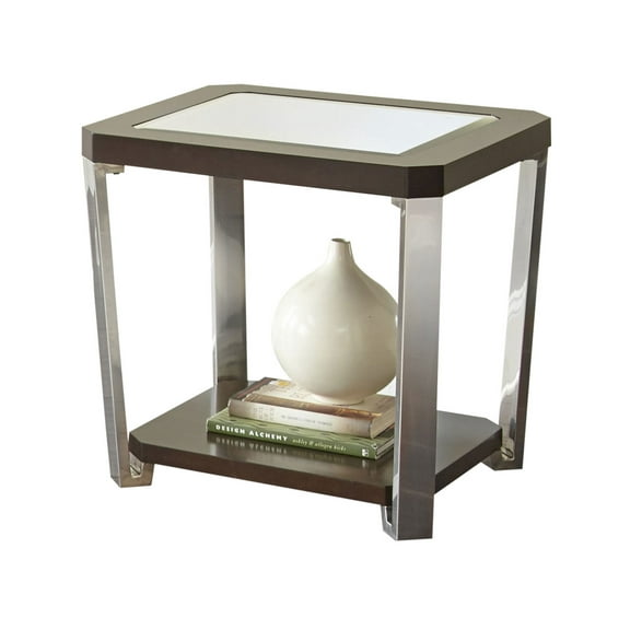 Steve Silver Truman Mirror Top End Table, Espresso Chocolate