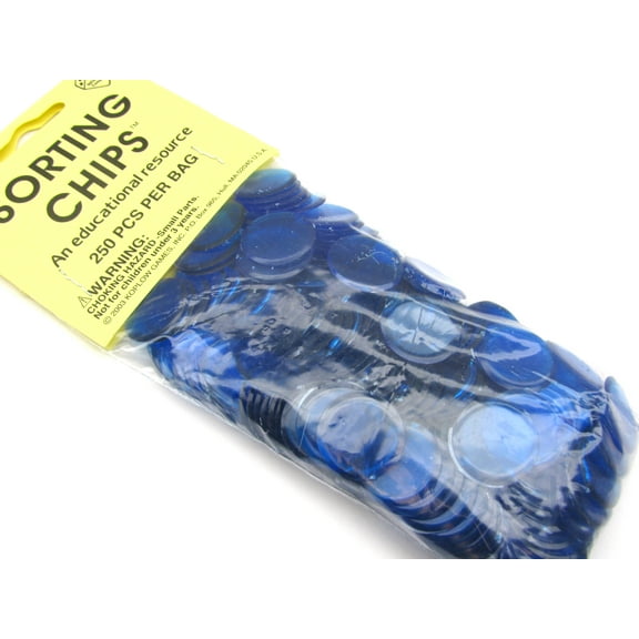 Koplow Games Bag of 250 Plastic 19mm Round Sorting Chip Gaming Accessory - Blue #04294