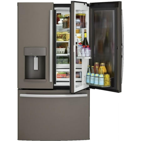 GE - 27.7 Cu. Ft. French Door-in-Door Refrigerator with External Water & Ice Dispenser - Fingerprint resistant slate