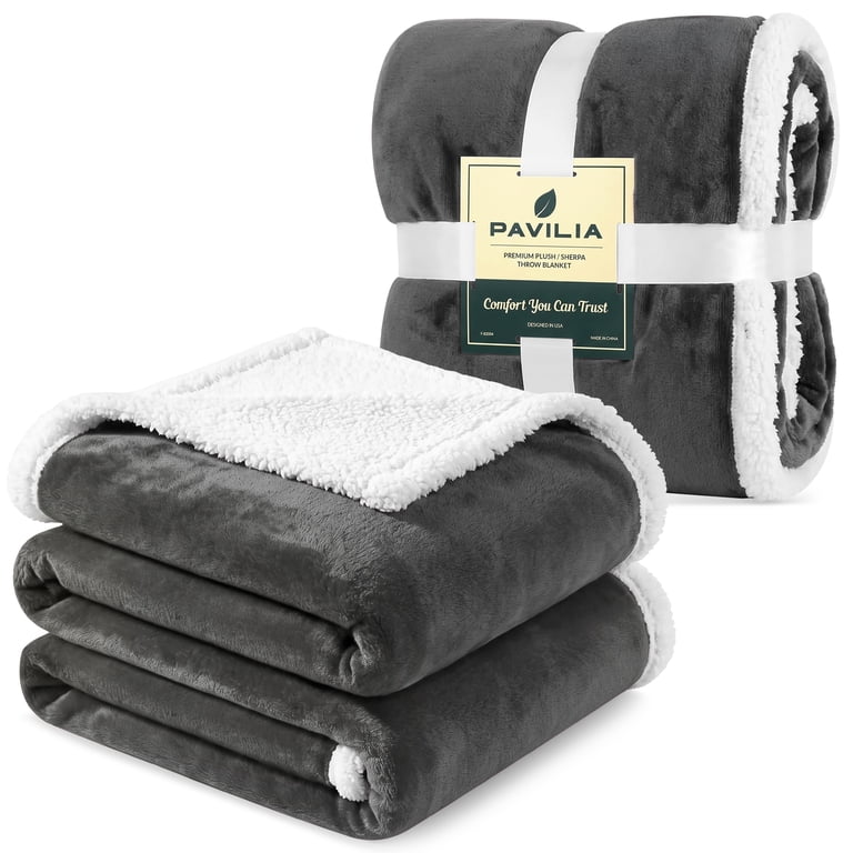 Pavilia Sherpa Fleece Throw Blanket, 50x60 Inches photo 1