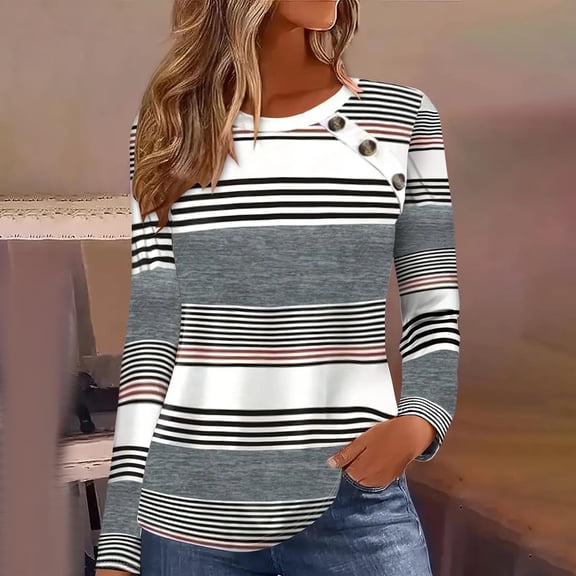 ylioge S-5X Plus Size Long Sleeve Sweatshirts for Women Crewneck Shirts Womens Casual Color Block Pullover Slim Basic Going-Out Loungewear Tops