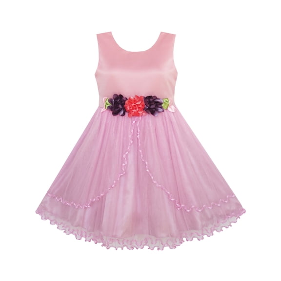 Flower Girl Dress Pageant Wedding Party Tulle Overlay 4