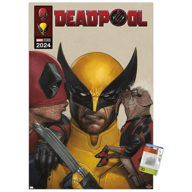 Marvel Deadpool & Wolverine - Homage Cover Wolverine Kisses Wall Poster with Magnetic Frame, 22.375" x 34"