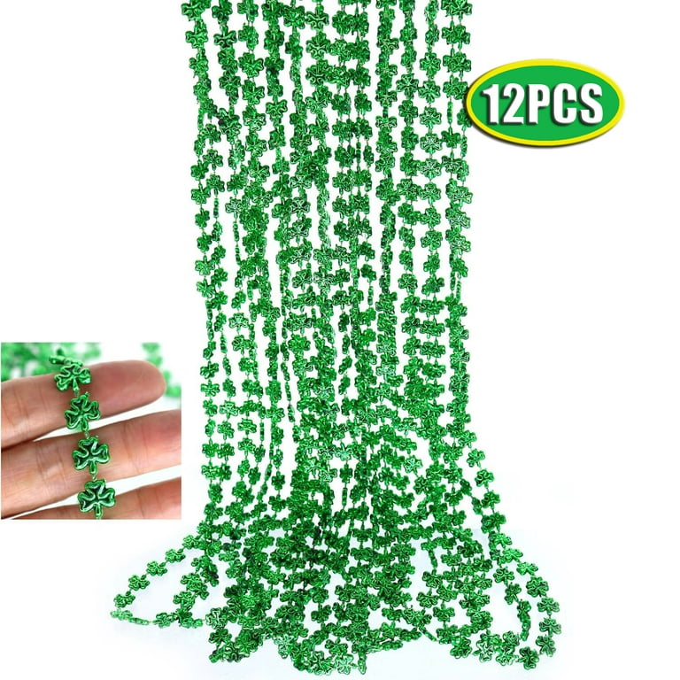J Lot Bulk Necklaces Metallic Party Beads New Orleans Mardi Gras Green  Clover
