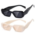 thumbnail image 1 of Gafas de sol Kimorn Rectangle K1307 para mujer/hombre, color negro+blanquecino, 1 of 7