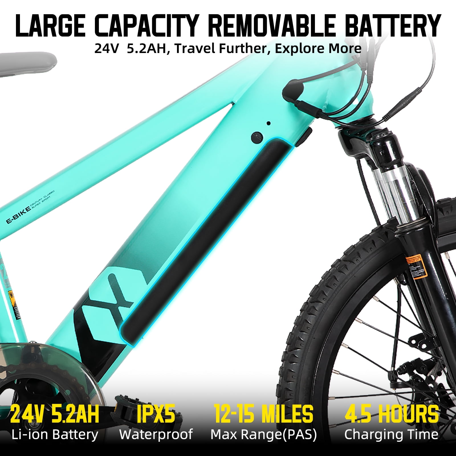 JOYSTAR Electric Bike for Teenagers, Ages 7+ with 250W Brushless Motor, 15 Miles 15MPH Electric Mountain Bicycle with Removable Battery, Multiple Colors