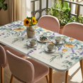 thumbnail image 3 of Floral Eucalyptus Leaves Table Cloths for 4 Foot Rectangle Tables, Daisy Summer Botanical Pastoral Patio Waterproof Elastic Fitted Tablecloths, Washable Rectangular Table Cover for Camping, 3 of 8