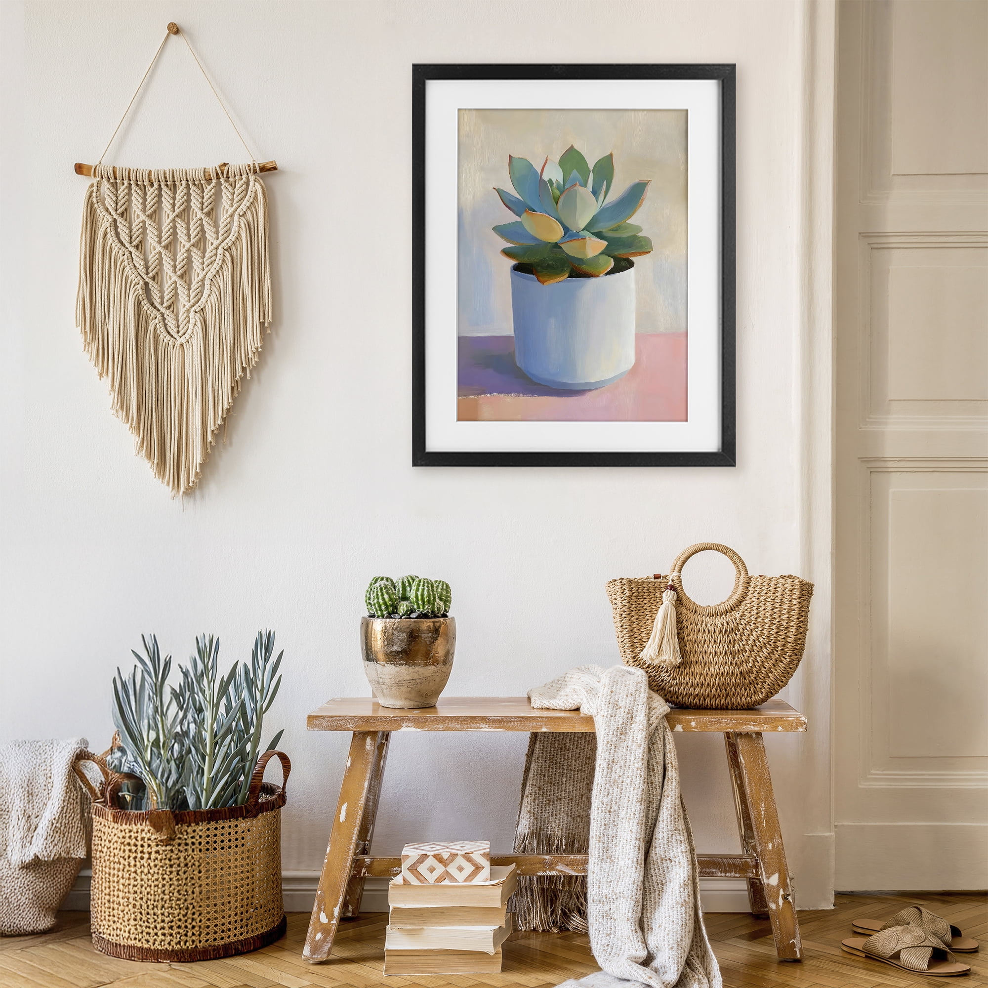 Stupell Industries Succulent Plant in White Pot Black Framed Print Under Glass, design by The Prints Vibe