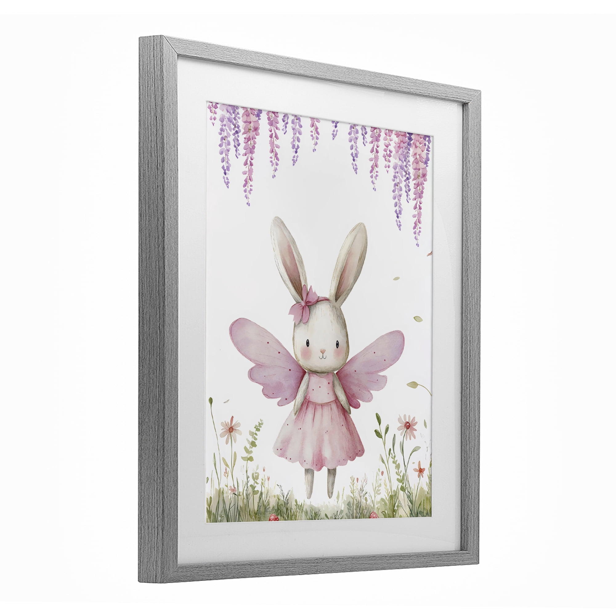 Stupell Industries Woodland Bunny Forest Fairy Gray Framed Print Under Glass, design by LSR Design Studio