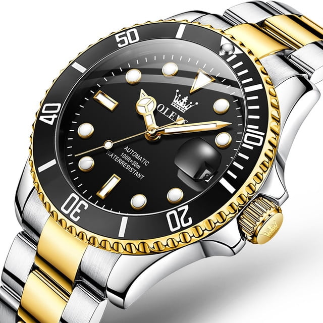 Original OLEVS Green Water Ghost Watch Automatic Mechanical Watch for Men Classic Bussiness Watch Rotatable Bezel Analog Watch