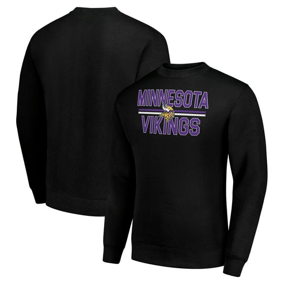 Men's Starter Black Minnesota Vikings Team Mesh Print Graphic Pullover Sweatshirt