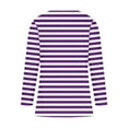 thumbnail image 5 of CLOISE Womens Tops Fall Trendy Striped Shirts Round Neck Long Sleeve Blouses Soft Pleated Colorblock Basic Tees Elegant Outfits Purple XL, 5 of 6