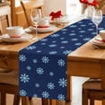 thumbnail image 5 of Christmas Table Runner 108 Inches Long Farmhouse Dress Scarves, Snowflakes Xmas Blue Winter Minimalist Dining Tablerunner for Coffee Table/Kitchen Island/Party Décor, 13" x 108", 5 of 8