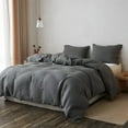 thumbnail image 5 of Simple&Opulence Linen Duvet Cover Set-Pure Linen 3 Pieces Bedding Set, 1 Duvet Cover 104 × 92 Inches and 2 Pillowcases-Coconut Button Collection Soft & Cozy ,Cooling Bedding-Smoky Gray, King, 5 of 7