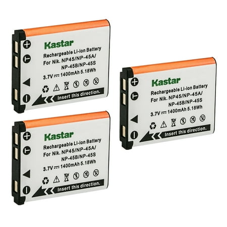 Kastar FNP-45 Battery 3-Pack Replacement for Fujifilm NP-45 NP-45A NP-45B NP-45S Battery Fujifilm BC-45 BC-45B Charger Fujifilm instax Mini 90 instax SHARE SP-2 Camera