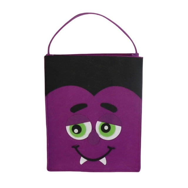 Sac à Main de Bonbons d'Halloween en Tissu Non Tissé pour Rangement de Cadeaux de Fête et Plaisir de « Trick Or Treat » 8,1 X 3 X 9,6 Pouces Violet