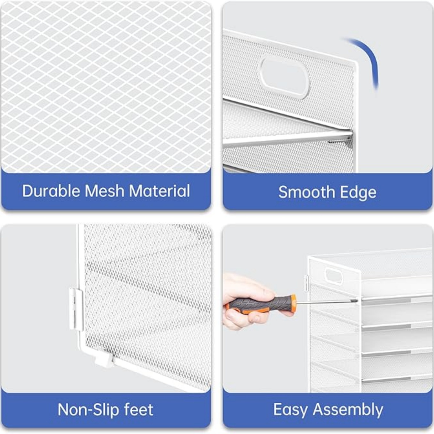 INTIGE 7 Tier Paper Organizer, Mesh Desktop File Holder with Handles for Office
