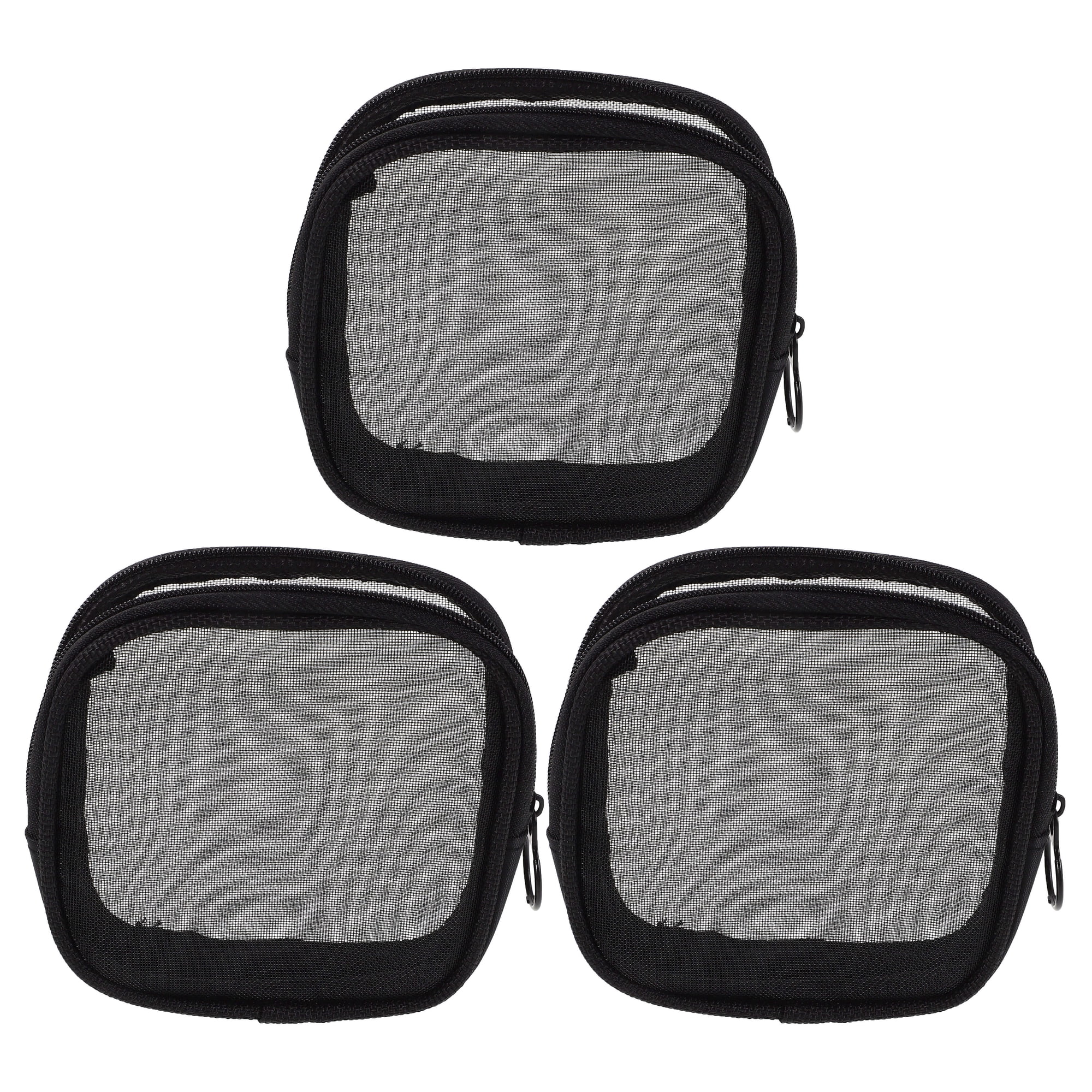 LOLIPPYY Portable Mesh Travel Toiletry Bag with Zipper Black Breathable Compact Organizer for Bathroom and Travel Storage