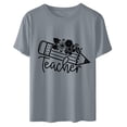 thumbnail image 3 of Hauts à Col Rond Amples pour Femmes Pull Décontracté pour la Journée des Enseignants Imprimé Mignon Manches Courtes T-Shirt, 3 of 5