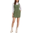 thumbnail image 2 of Vestido de tirantes para mujer INSPIRE CHIC, con escote en forma de scoop, vestido tipo pinafore de pana, casual, talla XL, verde ejército, 2 of 6