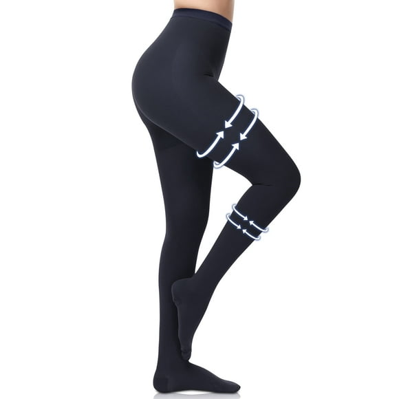 beister Pantimedias de Compresión Anti-embolia para Mujer, Paquete de 1, Medias de Compresión Opacas, Cintura Alta, 20-30mmHg, Azul Marino
