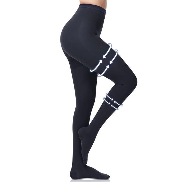 beister Pantimedias de Compresión Anti-embolia para Mujer, Paquete de 1, Medias de Compresión Opacas, Cintura Alta, 20-30mmHg, Azul Marino