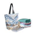 thumbnail image 2 of FORMRS Womens Canvas Tote Bag with Zipper Inner Pocket Shoulder Handbag, Winter Mountain, 2 of 7