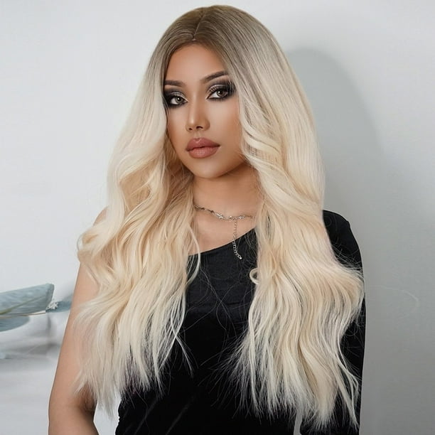 Suyin Long Blonde Wigs for Women Natural Synthetic Hair Ombre Wavy