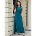 thumbnail image 7 of Scacto Women's Sexy One Shoulder Satin High Split Cocktail Wedding Party Maxi Dress, 7 of 7