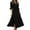 Black, variant on ZZwxWA Womens Mid Sleeve Solid Dress V Neck High Elastic Casual Split Dresses Ankle Length Split Waist Cinching Sundress Evening Cocktail Party