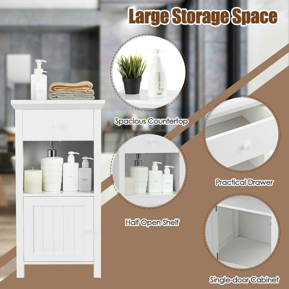 Finihen Bathroom Storage Cabinet, Bathroom Floor Cabinet, Bathroom Floor Storage Drawer Cabinet Cupboard with Door, for Bathroom, Living Room, Bedroom, Kitchen, White Finihen Bathroom Storage Cabinet, Bathroom Floor Cabinet, Bathroom Floor Storage Drawer Cabinet Cupboard with Door, for Bathroom, Living Room, Bedroom, Kitchen, White