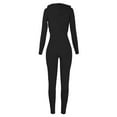 thumbnail image 6 of Bigersell Women Ease into Comfort Pants Full Length Pants Women Casual V Neck Solid Sports Full-Sleeve Zipper Hooded Pants Suit Ladiess Winter Pants, 6 of 7