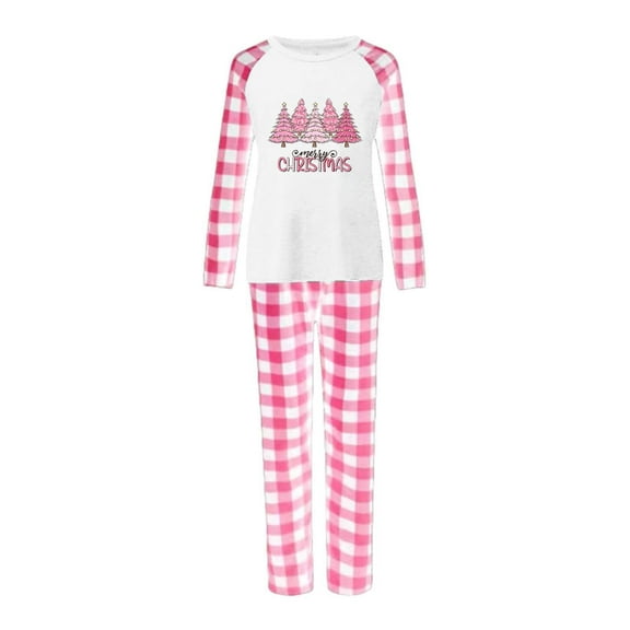 Generic Festive Plaid Family Christmas Pajamas Set Parent Child Children'S Warm Christmas Suit Plaid Print Home Service Children'S Suit Red And White Striped Family Christmas Pajamas