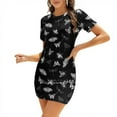 thumbnail image 1 of Entomologist s Sweetheart Knot Flared Dress Fashion Design Large Size Loose Dress Bugs Bug Pattern Insects Black And, 1 of 5