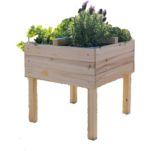 Zylina Raised Elevated Garden Planter with 4-Way Divider, Raised Planter Boxes for Outdoor w/Legs, 34.25" x 18.50" x 30.70"