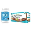 Orgain - Organic Sport Vegan, Gluten Free, Dairy Free Protein Powder - Chocolate (2.01 LB) + Nutrition Shake - Chocolate (11oz, 12 Pack)