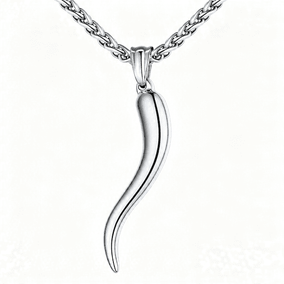 DESIGNICE Italian Horn Necklace for Men Women,Stainless Steel/Black/Gold Horn Necklace,Lucky Amulet Cornicello Pendant Necklace for Men