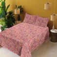 thumbnail image 2 of Ambesonne Garden Fitted & Flat Sheet with Shams 4 Pcs Set, Flowers Spring Digital Plot, Calking, Dark Salmon Pale Rust, 2 of 5