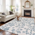 thumbnail image 3 of Farmhouse Flower Large Area Rugs for Bedroom Living Room, Soft Non Slip Carpet Bedside Rug, Botanical Vintage Light Blue Leaf Rectangular Floor Cover Kitchen Accent Rug 8'x10' for Dining Room/Office, 3 of 9