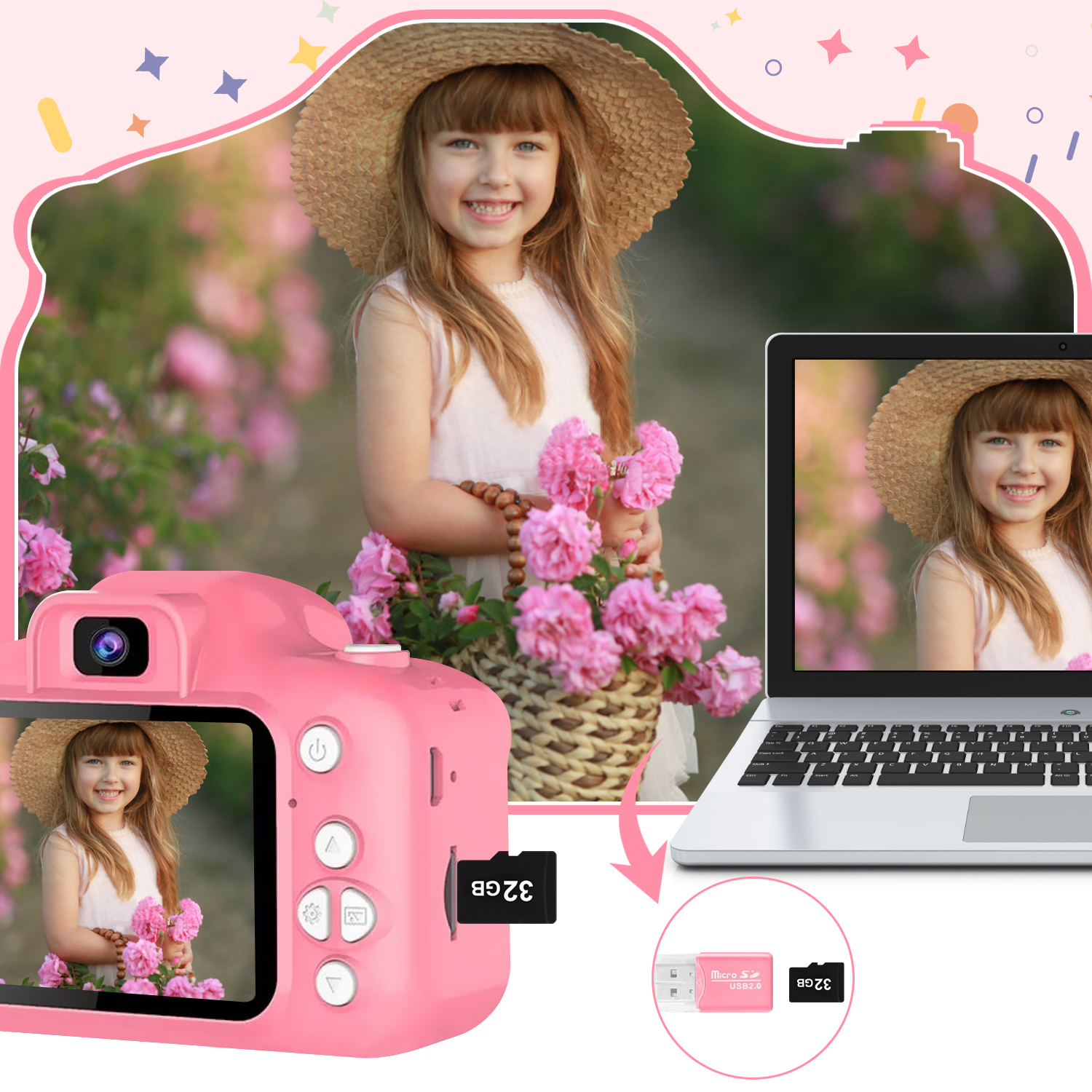 Rirool HD Kids Digital Camera for Girls, Pink photo 8