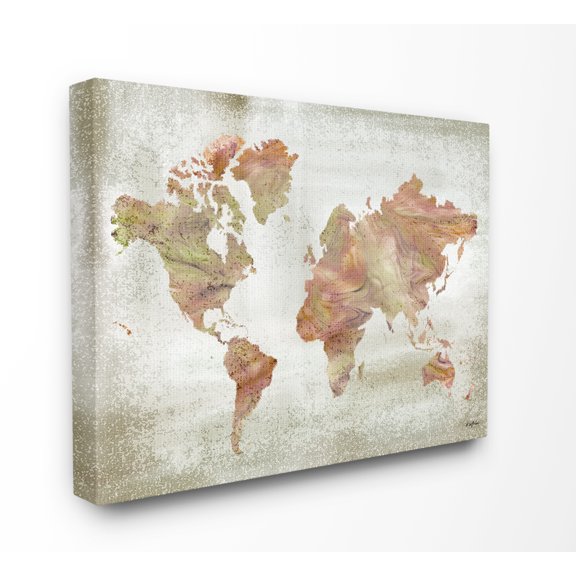 The Stupell Home Decor Inky Orange Marbled Map Silhouettes Canvas Wall Art