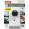 RCA Portable 2-Outlet USB Charger, White