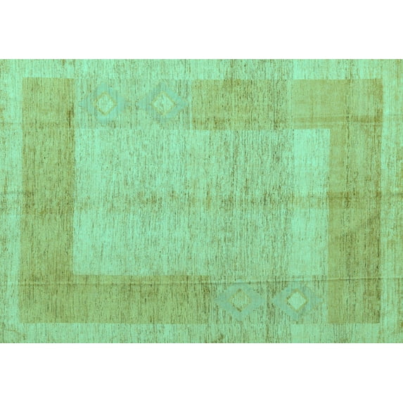 Ahgly Company Machine Washable Indoor Rectangle Abstract Turquoise Blue Modern Area Rugs, 8' x 10'