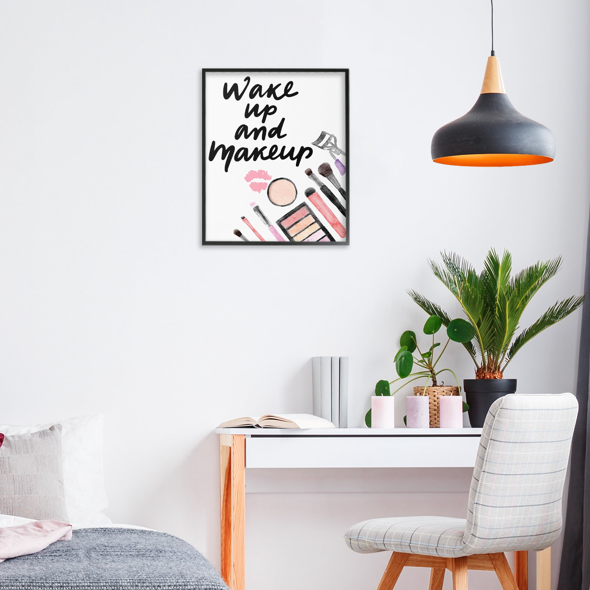 Stupell Industries Wake Up & Makeup Black Framed Giclee Art, design by Jesse Keith