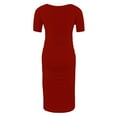 thumbnail image 4 of Robe de Maternité pour Femmes, Manches Courtes, Col Rond, Mi-Mollet, Jupe Plissée Imprimée en Mélange Extensible Polyester-Spandex, Style Élégant à Épaules Dénudées, 4 of 7