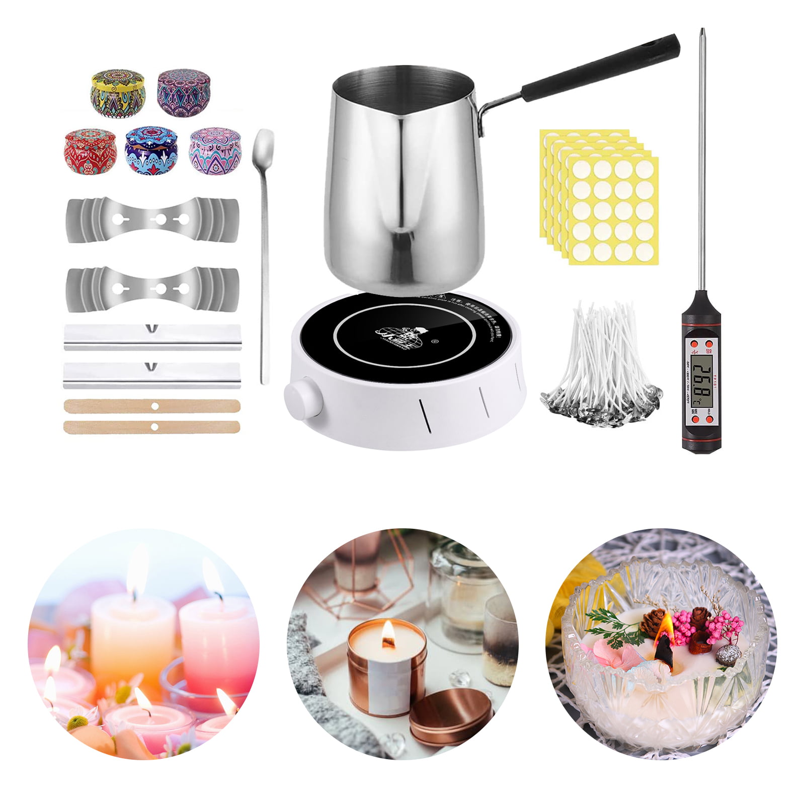 Candle Making Kit with Electronic Hot Plate,Candle Making Supplies, Candle  Making Kit for Beginners with Melting Pot,Stirring Spoon,Thermometer and  Anti-Scalding Pad Perfect Set Gift Candle making B